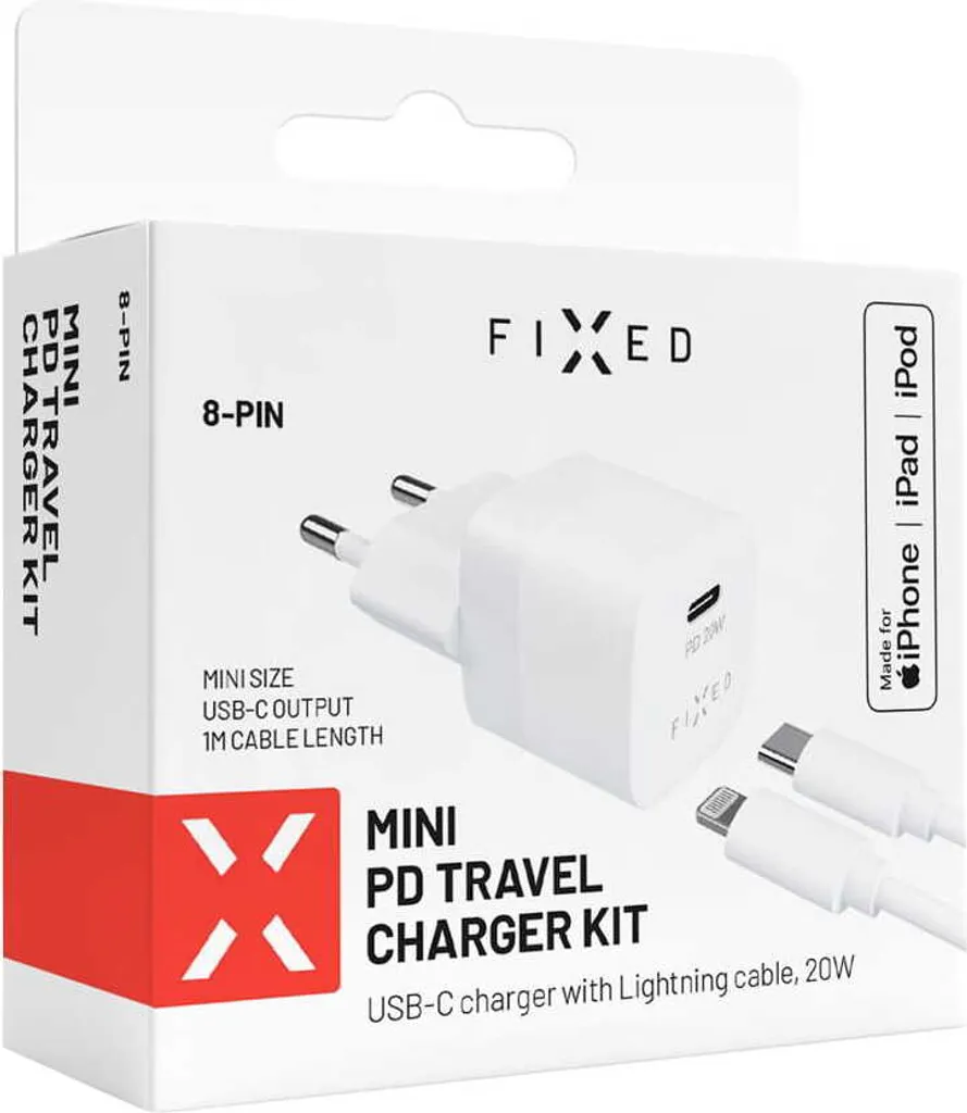 Chargeur Secteur USB-C Compact avec Câble Lightning pour iPhone et iPad