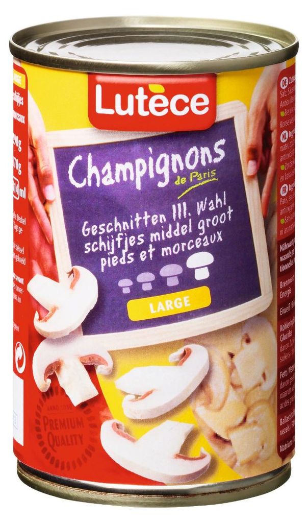 Žampiony Lutèce 3. volba krájené ATG 230g kvalitní 425 ml Obrázek produktu 