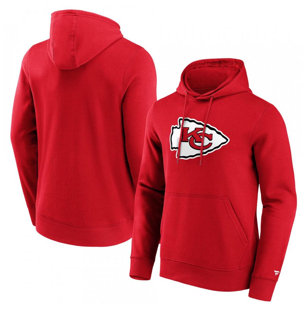 Kansas City Chiefs Kapuzenpullover Primary Logo Fanatics, Offizieller Fanartikel, Roter Hoodie mit Arrowhead-Logo, 100% Baumwolle