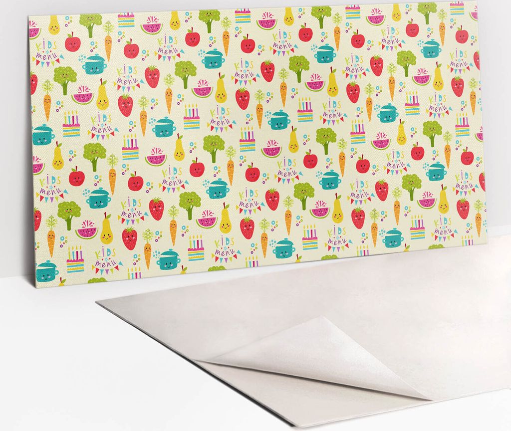 PVC-Wandschutz für die Küche - Stilvoller Schutz für Ihre Wände 100 x 50 Zeichnen von Gemüse und Obst