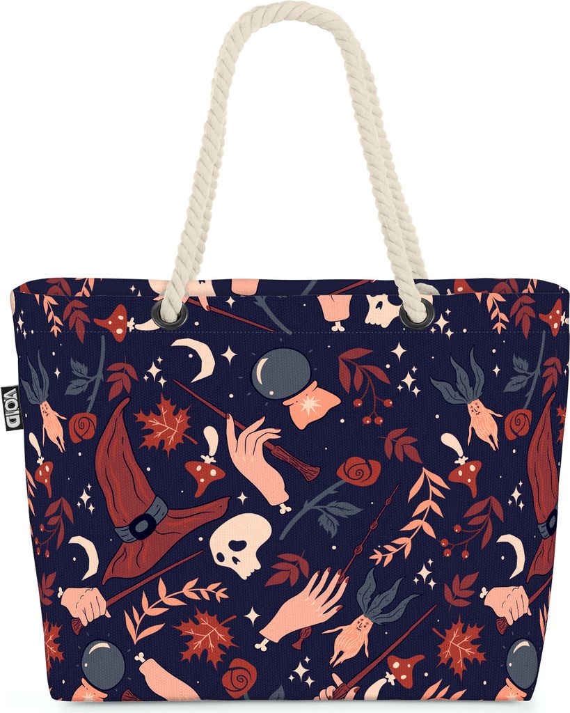 VOID Hexen Halloween Totenkopf Strandtasche Shopper 58x38x16cm 23L XXL Einkaufstasche Tasche Reisetasche Beach Bag