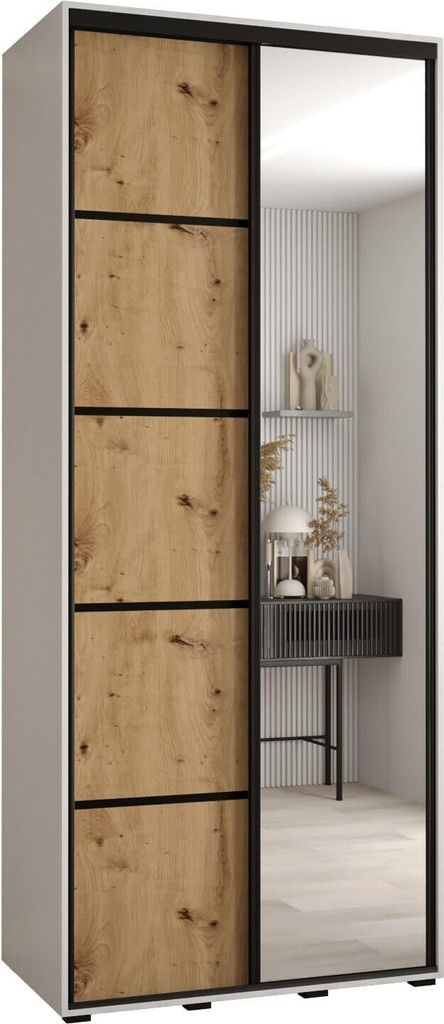 MEBLE KRYSPOL Davos 5 Schrank, zwei Türen - 235,2x120x45 cm - Weiß Artisan Schwarz