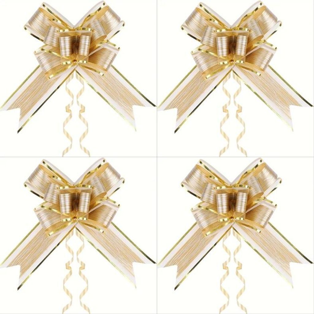 GKA 4 XL große Schleifen gold 15 cm x 70 cm Rindenstruktur Geschenkband Ziehschleife Geschenke einpacken Schleife Geschenkschleife