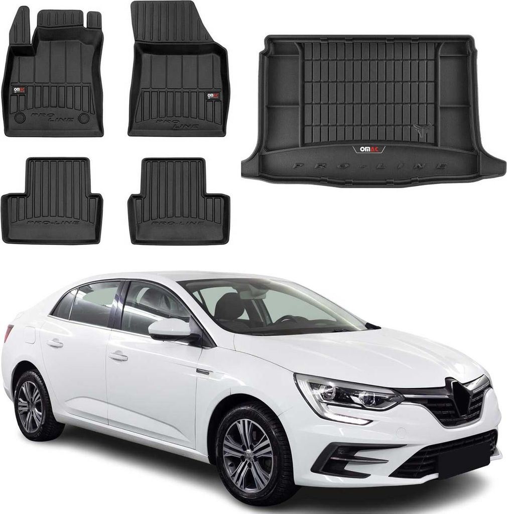 OMAC Fußmatten & Kofferraumwanne Set für Renault Megane 2015-2025 Gummi TPE 5x
