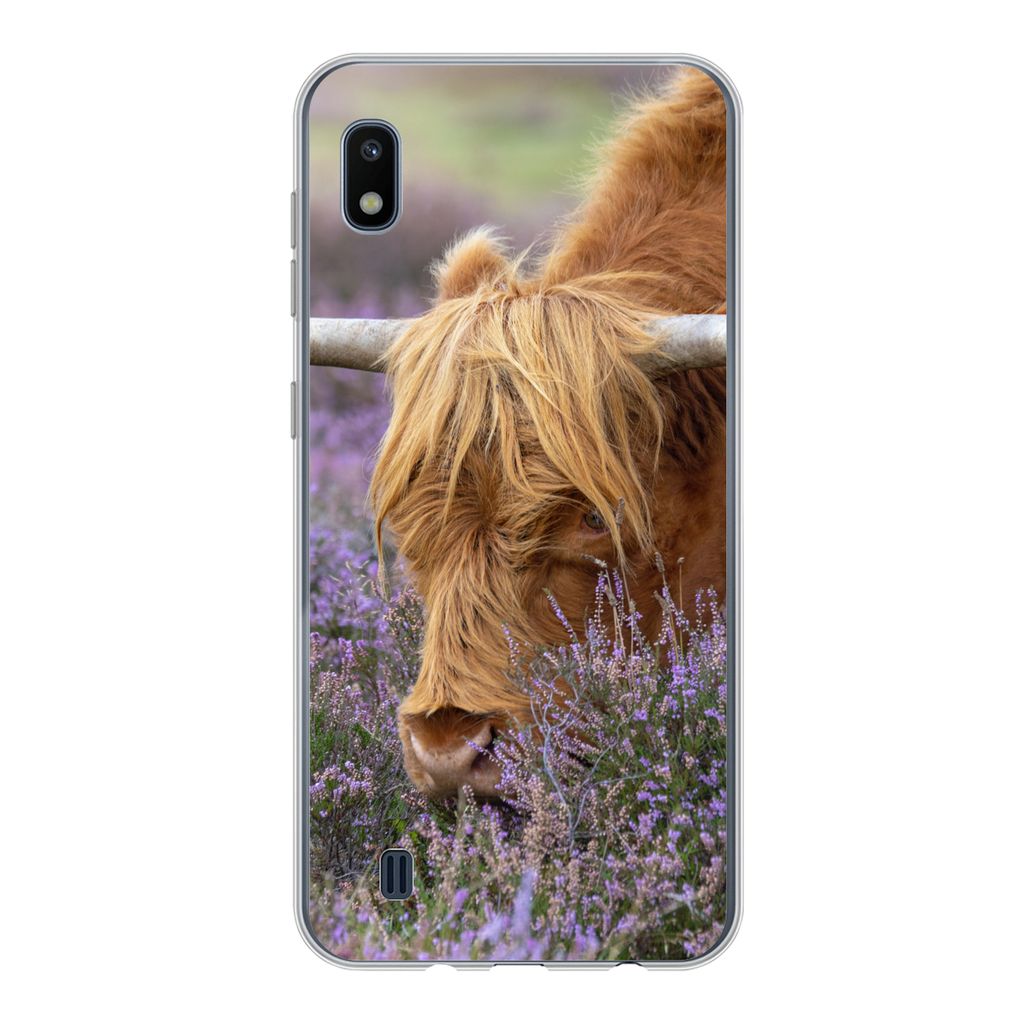 MuchoWow Handyhülle Schutzhülle Hülle für Samsung Galaxy A10 Schottischer Highlander - Tiere - Heide Silikon Softcase Handy Hülle - Schutzh...