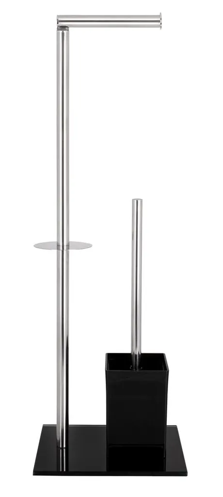 Serviteur de toilette 2 en 1 avec porte-rouleau et balai brosse noir - 2
