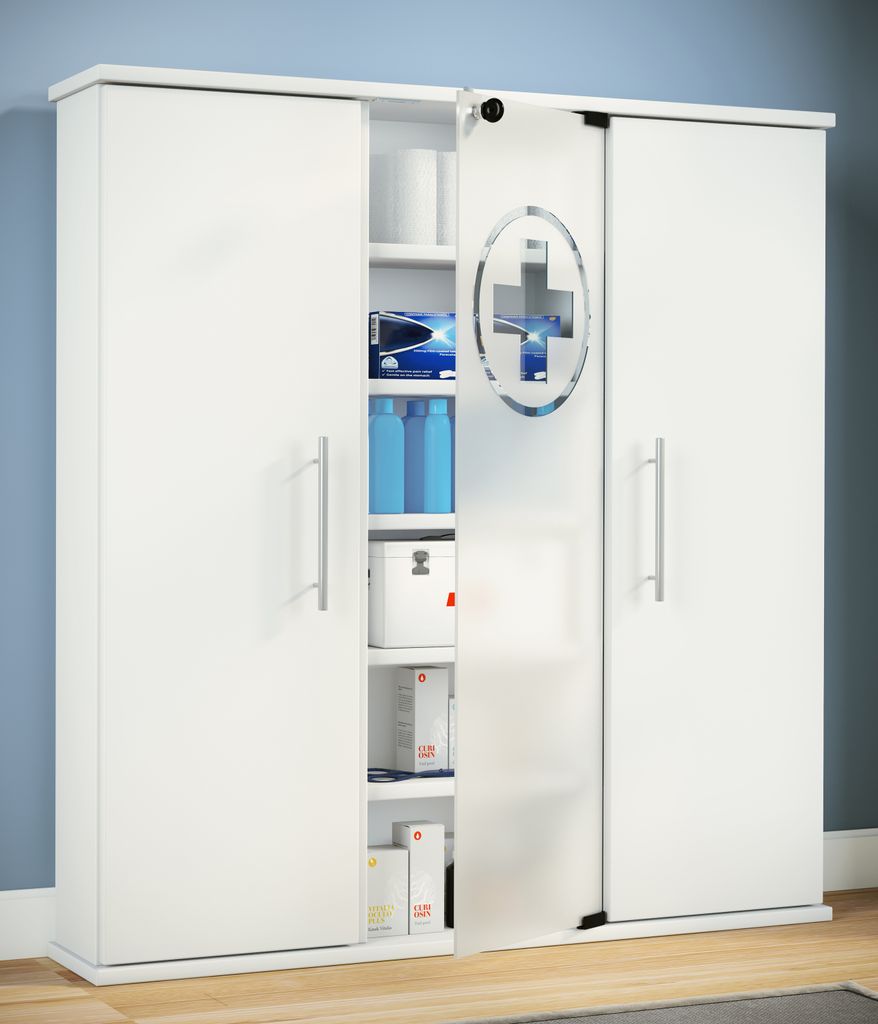 VCM Medizinschrank | Maße ca. 92 x B. 88 x T. 18 cm | Produktbild 