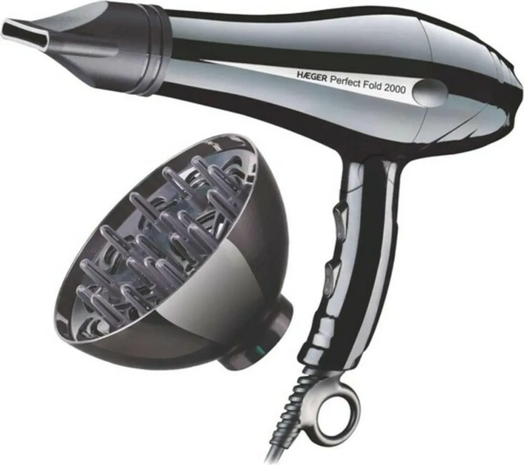 Sèche-cheveux Pliable Haeger Perfect Fold 2000W pour Voyage Noir