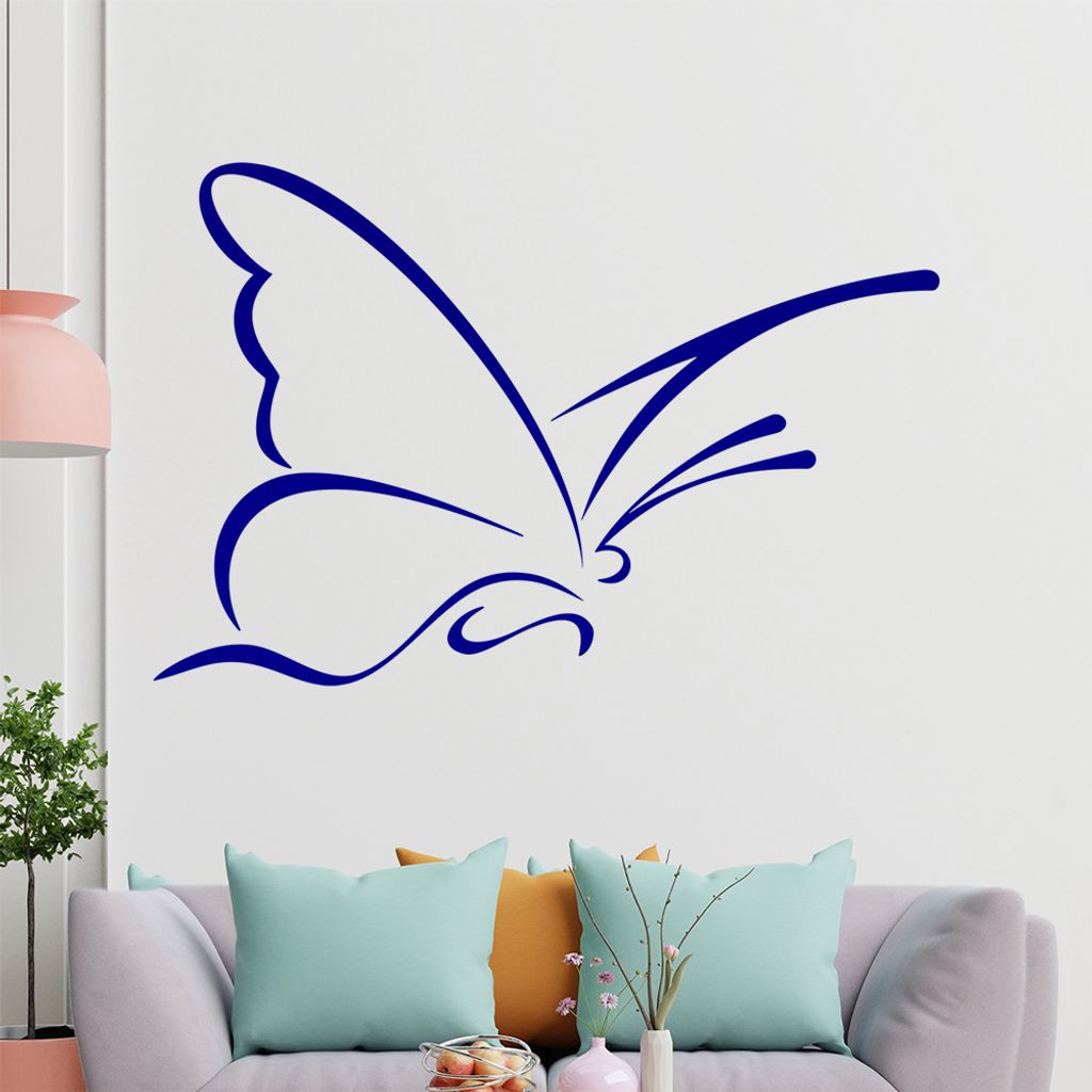 Schmetterling Linien Wandtattoo in 6 Größen - Wandaufkleber Wall Sticker - Dekoration, Küche, Wohnzimmer, Schlafzimmer, Badezimmer
