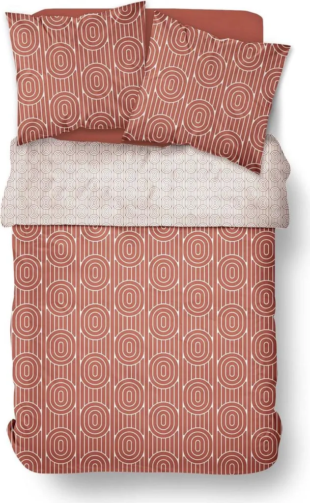 Parure de lit bicolore rouge et blanc 260x240 cm Today 100% coton doux - 3