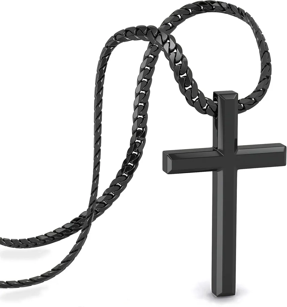 SERASAR Collana Corda Uomo 50cm | Acciaio Nero Chirurgico 316L