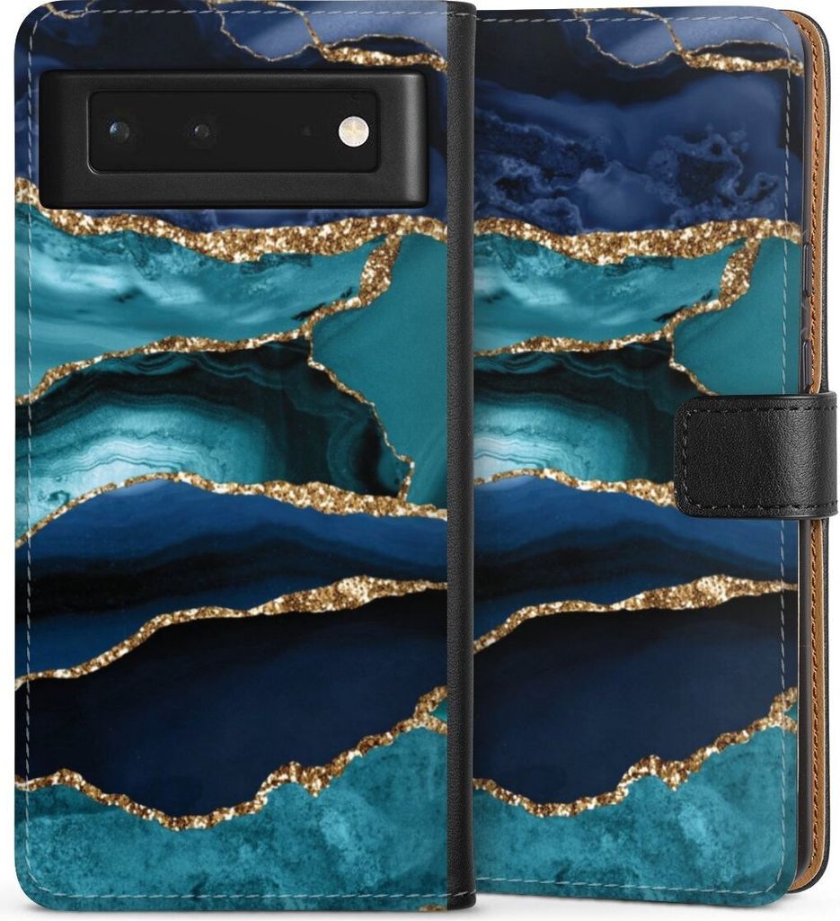DeinDesign Klapphülle für Google Pixel 6 Handytasche Lederhülle Tasche Glitzer Look Marmor Trends