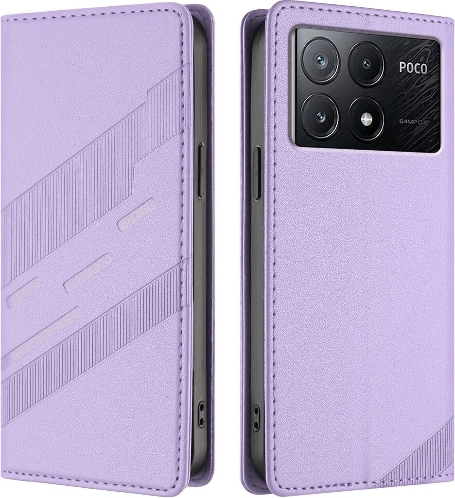 Hülle für Xiaomi Poco X6 Pro, Kunstleder Brieftaschen Handyhülle mit Kartenfach und Standfunktion Violett