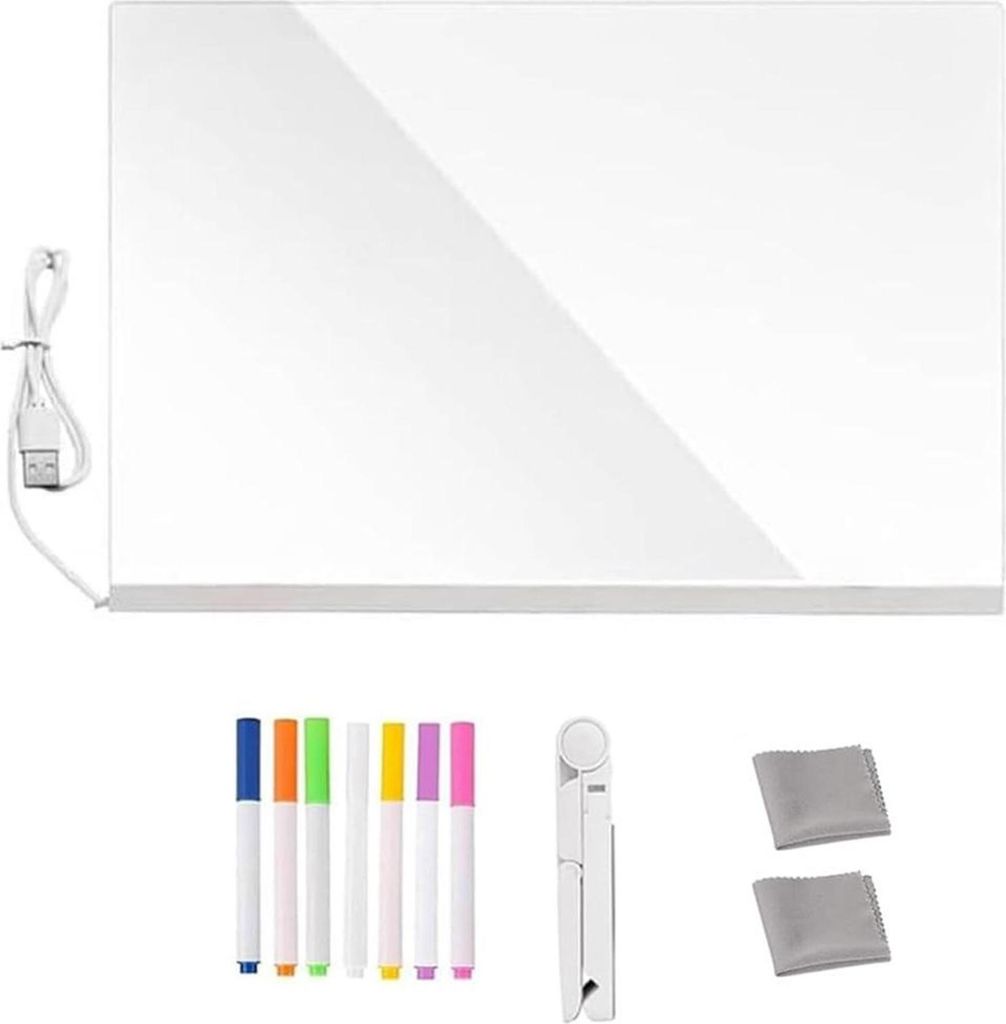 A4 LED Zeichnung Pad,LED Notiztafel mit Ständer30*20CM,Acryl-Notiztafel für Kinder,Touch-Control-Kunsttafel für Büro,Schule,Zuhause und Café
