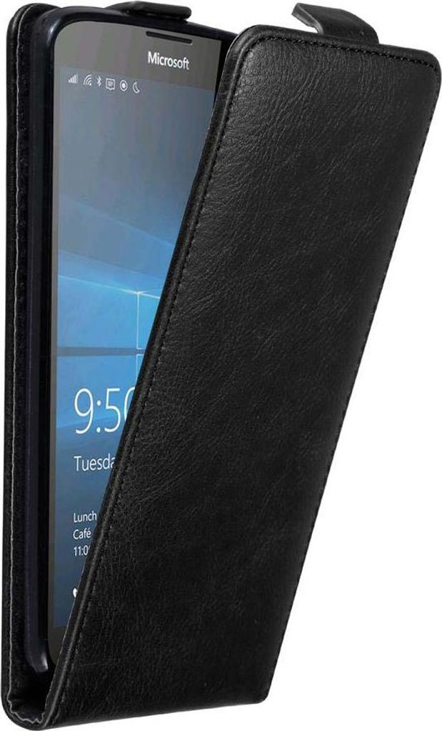 Cadorabo Hülle für Nokia Lumia 950 XL Schutz Hülle in Schwarz Flip Etui Handyhülle Case Cover