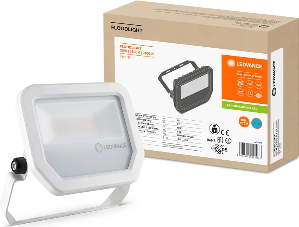 Spot LED Downlight Extérieur 6500K 20W Projecteur de Chantier et Jardin