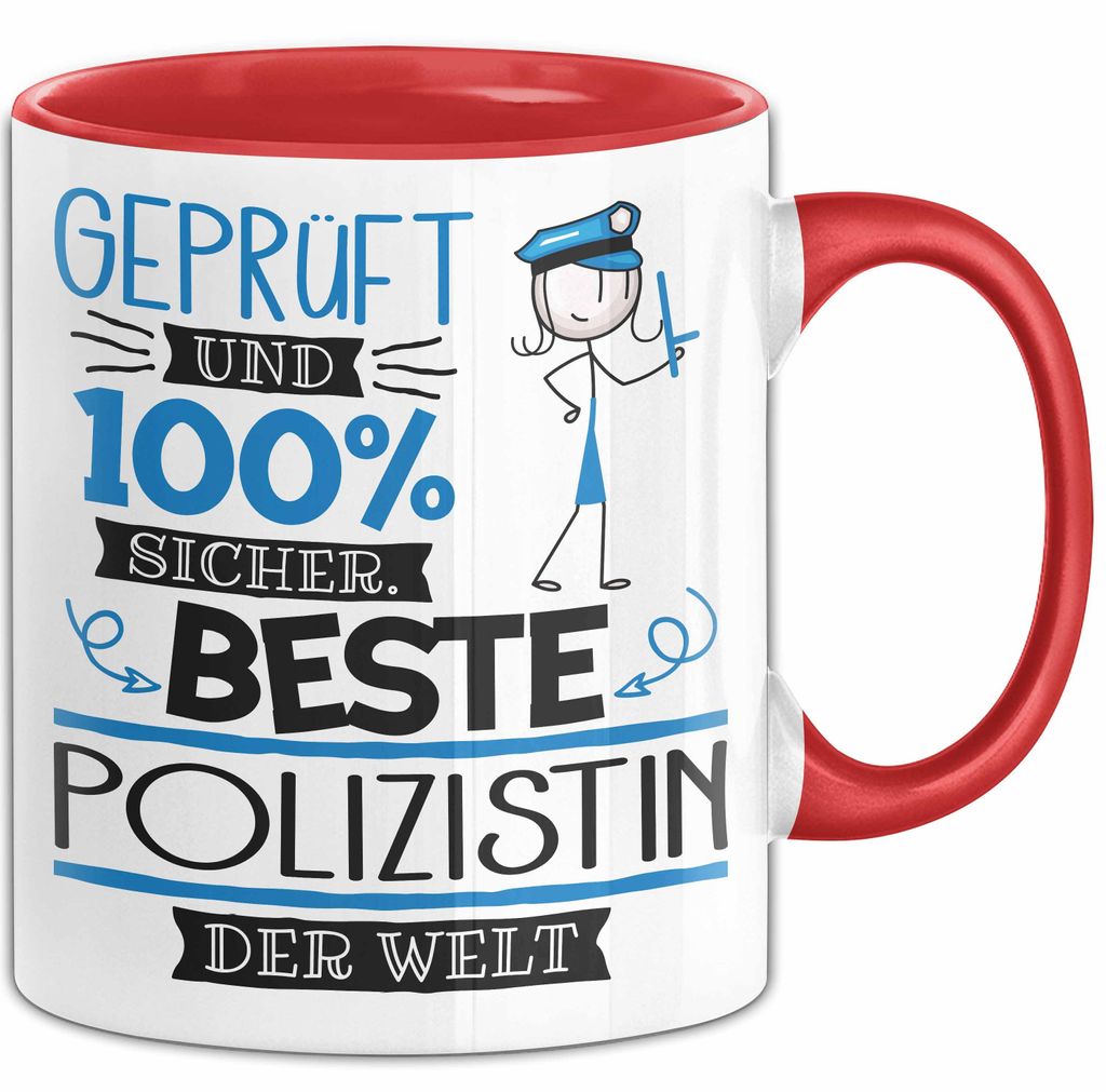 Beste Polizistin Der Welt Tasse Geschenk für Eine Polizistin Und Sicher Geschenkidee Geburtstag Weihnachten (Rot)