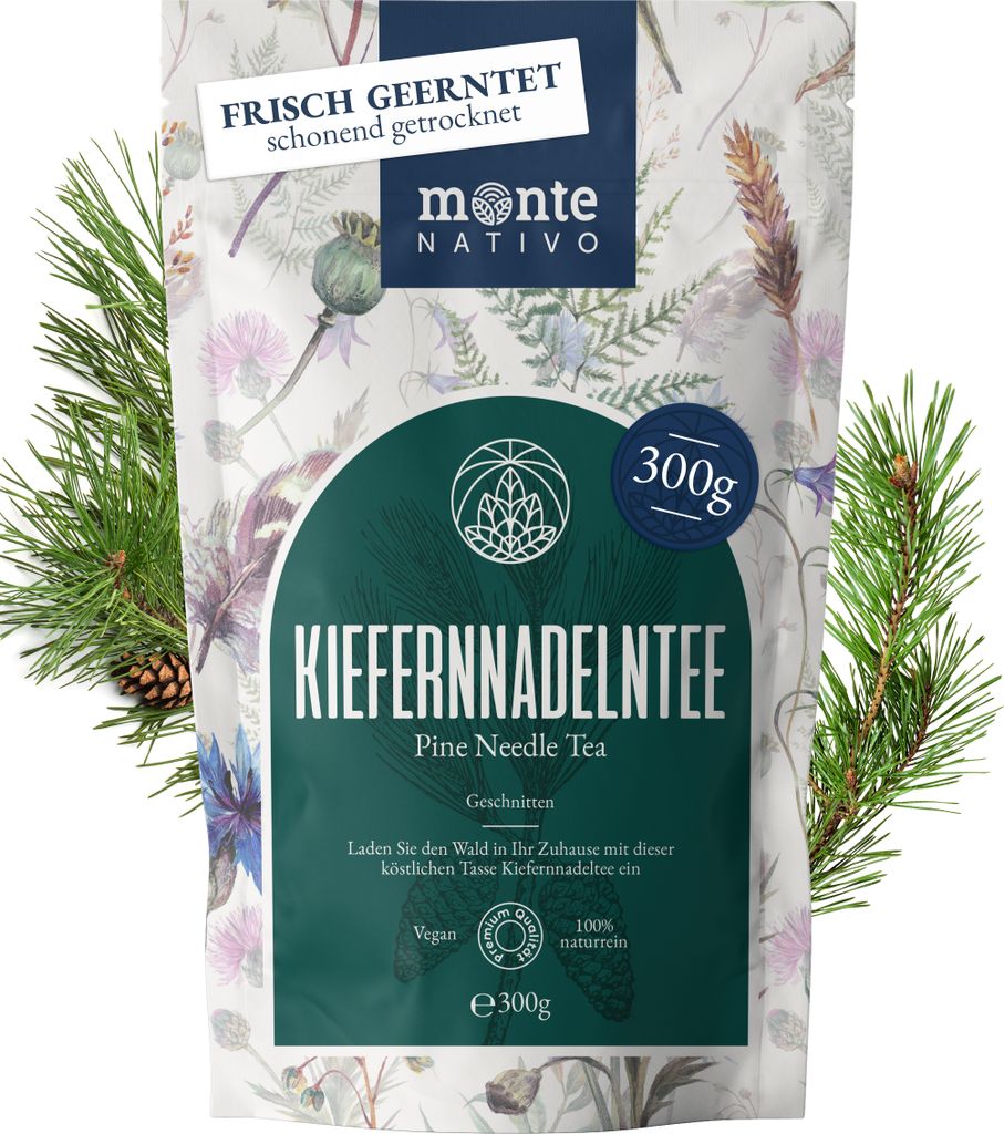 Kiefernadeltee Monte Nativo (300 g) - Kiefernnadeln schonend getrocknet zur jeder Zeit - 100 % rein und natürlich Kiefernnadeltee
