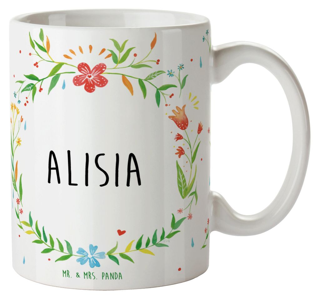 Mr. & Mrs. Panda Tasse Alisia - Geschenk, kaffeebecher keramik, Keramiktasse, mit Spruch, haferl, Trinkbecher, Kaffeetasse