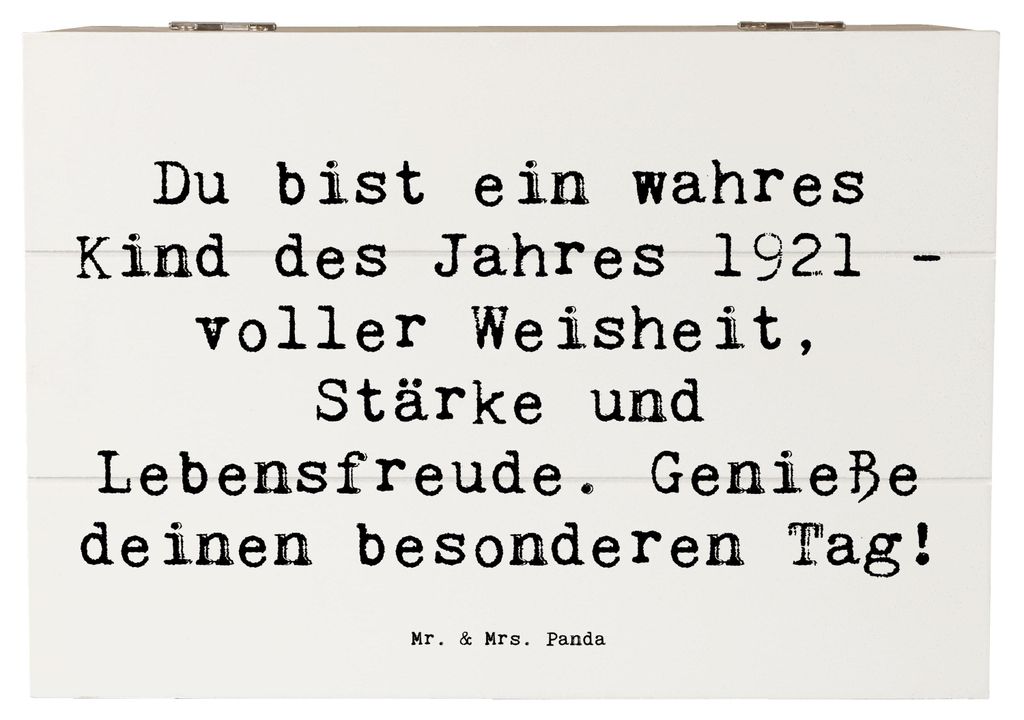 Mr. & Mrs. Panda Box Spruch 1921 Geburtstag Freude 22 x 15 cm - Weiß - Geschenk, Kiste, Alter, Nostalgie, fotobox, Jubiläum, Geschenkbox, Holzkis...