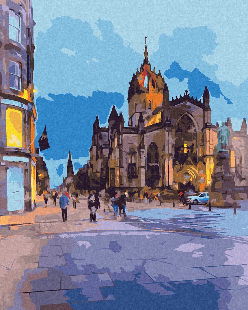Zuty - Malen nach Zahlen - ANSICHT VON ST. GILES KATHEDRALE IN EDINBURGH, 40x50 cm, mit Keilrahmen (bereits gespannt)