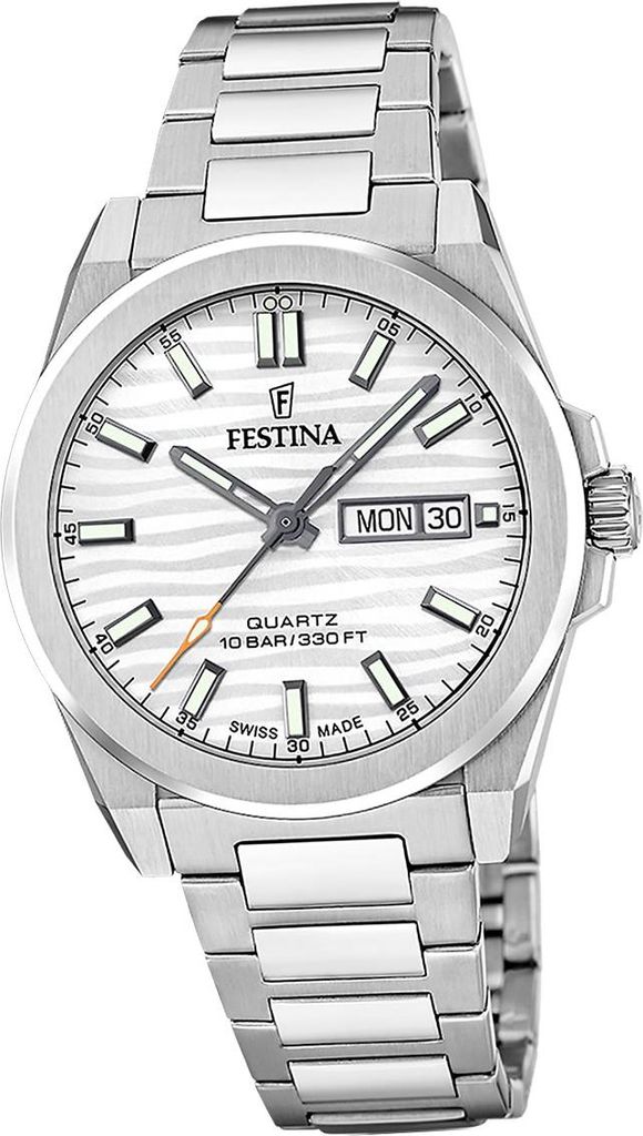 Festina Herrenuhr Swiss Made Armbanduhr Edelstahl silber D2UF20073/1