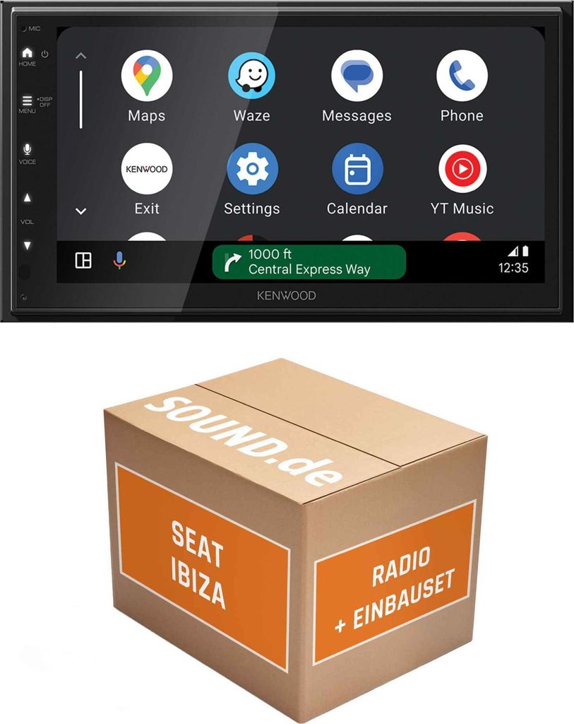 Autoradio Einbaupaket Kenwood DMX6523DABS passend für Seat Ibiza IV 6J + Lenkradfernbedienung Nit Schwarz | CarPlay Wireless Android Auto Wireless