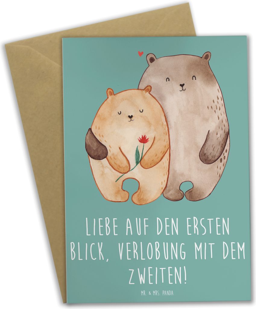 Mr. & Mrs. Panda Klappkarte Verlobung Glaube - Meeresbrise - Geschenk, Grußkarten, zweiter Blick, hochzeitskarten, Grußkarte, Verlobungsspruch, V...