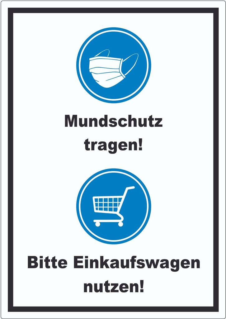 Mundschutz Einkaufswagen Aufkleber A9 (37x52mm)