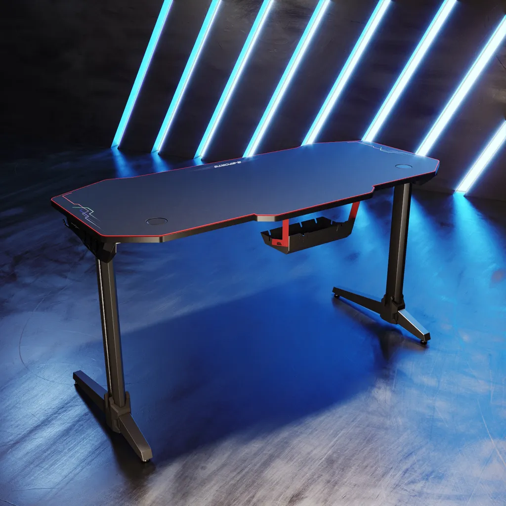 Bureau de Gaming d'Angle avec LED 140cm - Table Informatique L-Forme - 11