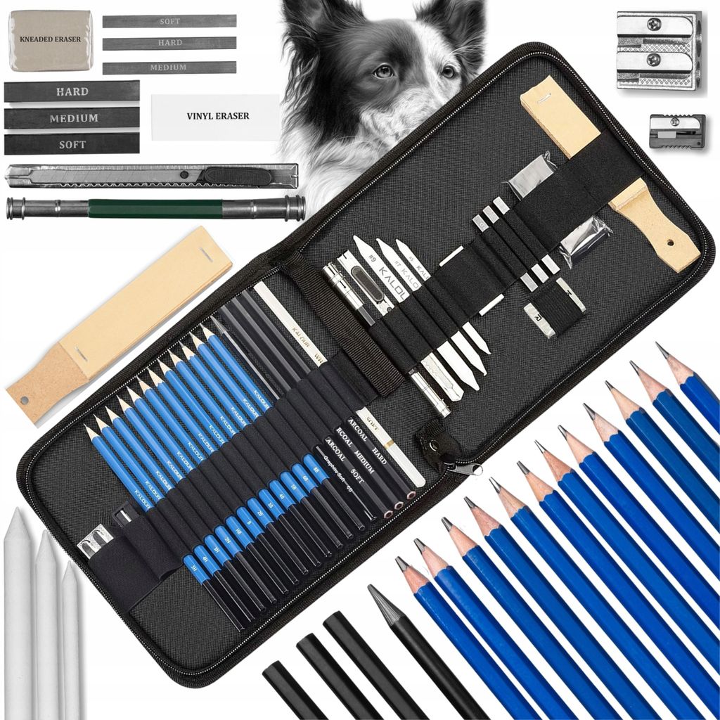 Maaleo Zeichen- & Skizzier-Set 32in1 – Professionelles Künstler-Set mit Bleistiften, Kohle & Wischer – Perfekt für Zeichnen, Skizzieren & Sch...