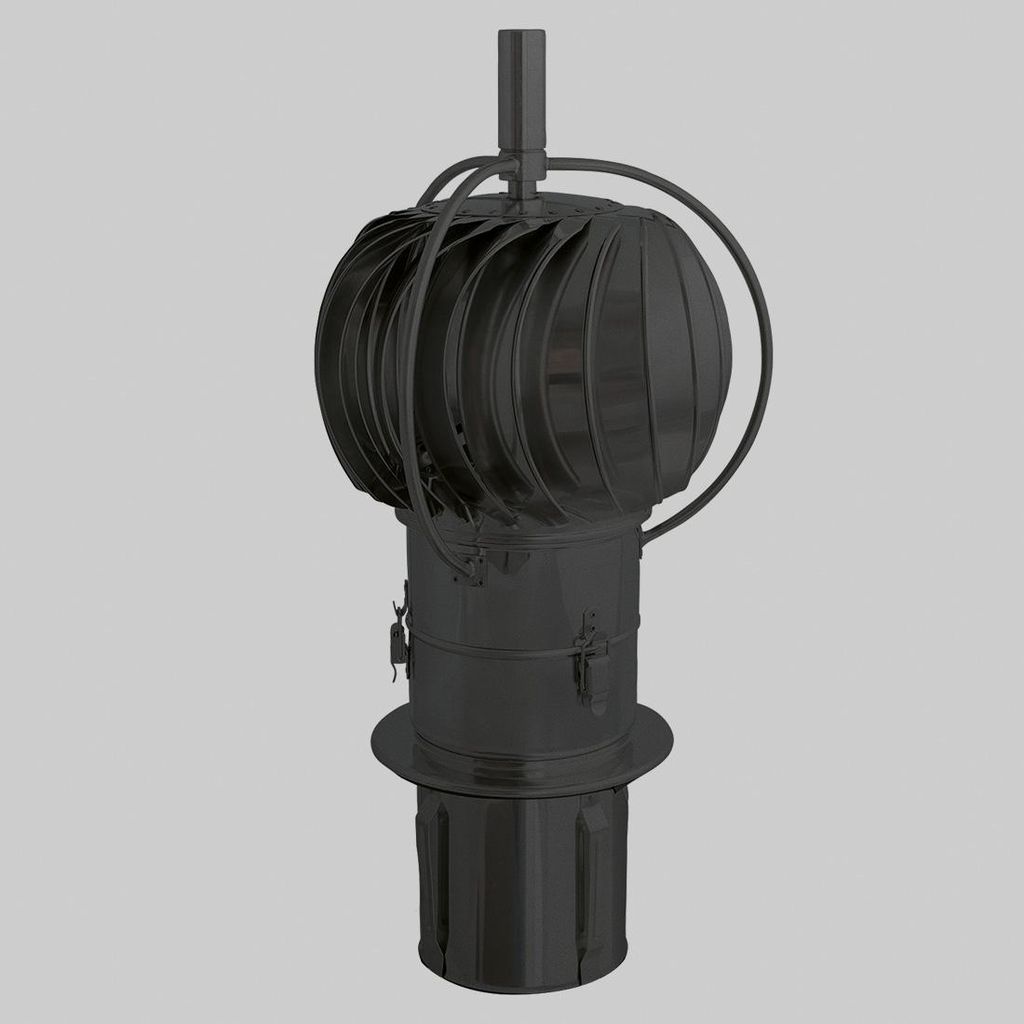 Schornsteinaufsatz Turbowent TUZ 2 zum Einstecken, Edelstahl, Ø 180 mm, schwarz