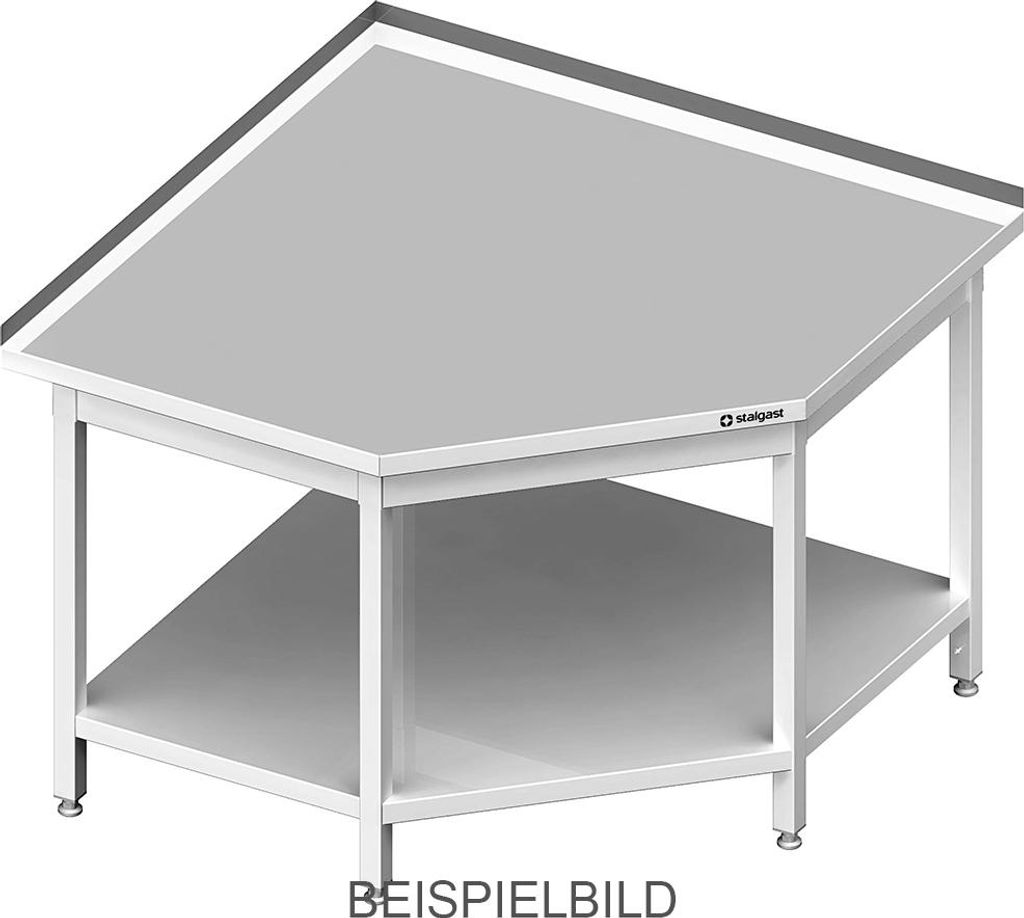 Eckarbeitstisch mit Grundboden, 1200x1200x850 mm (Anbau: 700/700 mm), ohne Aufkantung, verschweißt