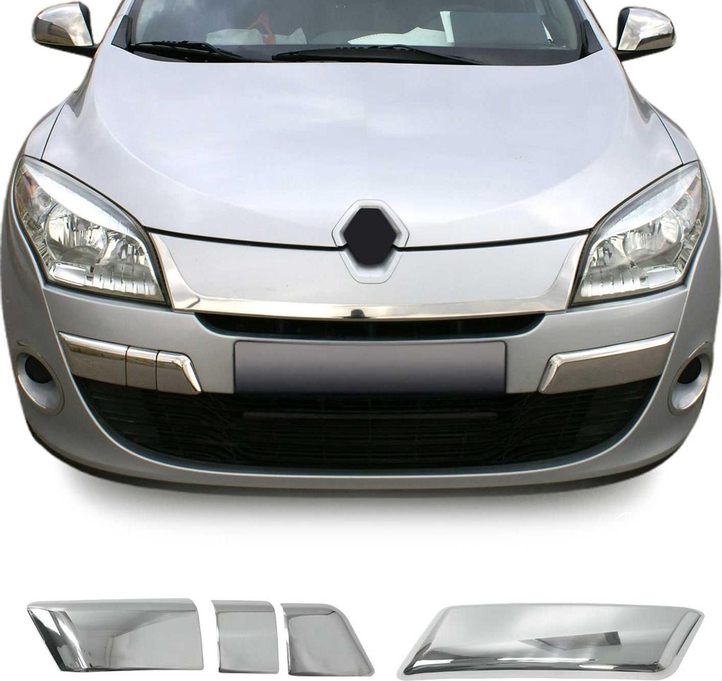 Kühlergrill Leisten Grillleisten für Renault Megane Vordere 2008-2012 Chrom 4x