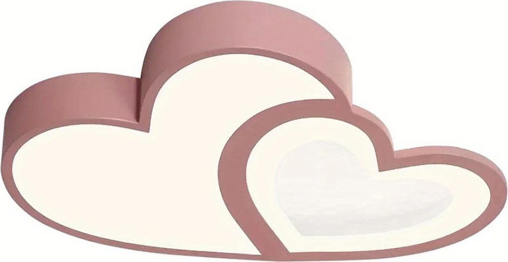LED Deckenleuchte - Herzform fürs Kinderzimmer - Dimmbar mit Fernbedienung - Flach, Aufputz - Inkl. LED - Kunststoff - 220 V - Rosa