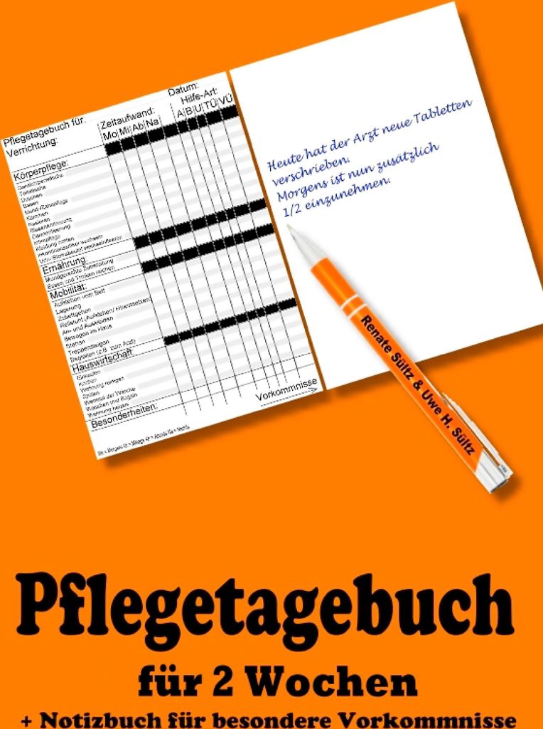 Pflegetagebuch für 2 Wochen - inkl. Notizbuch