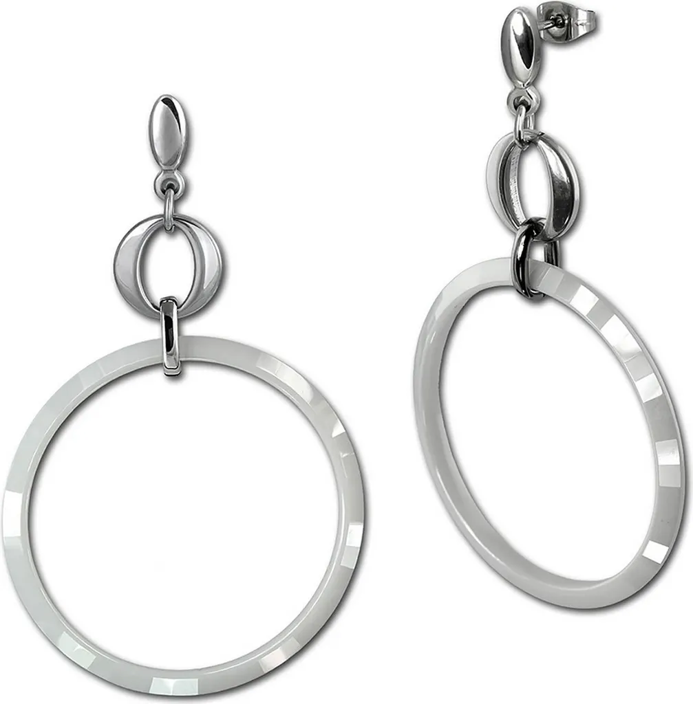 Orecchini Amello Vetroceramica Bianca D2ESOX14W in Acciaio Glossy