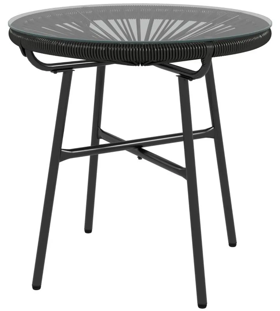 Table de jardin résistante aux UV en rotin noir - Table d'appoint 50cm
