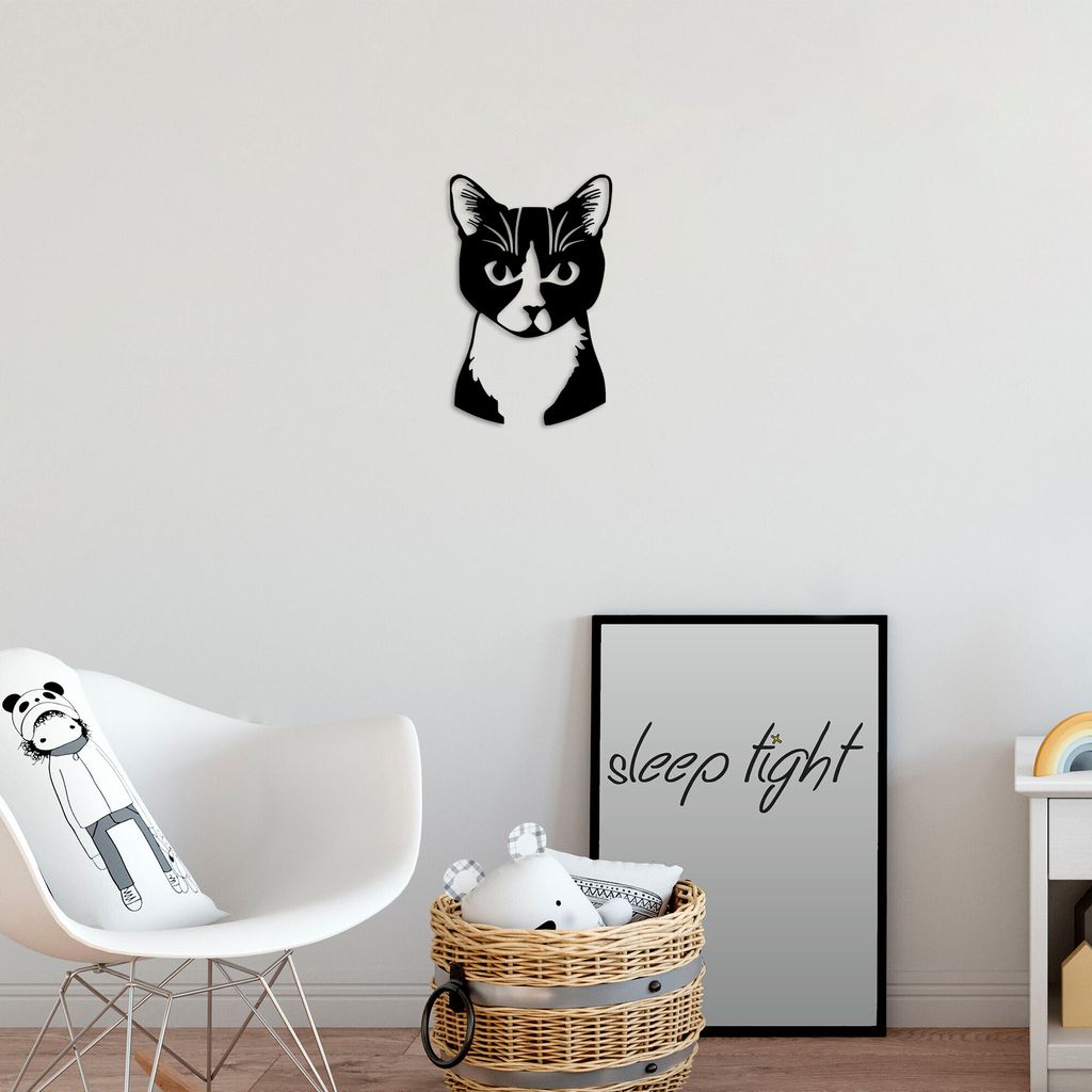 Wallity, Cat- TNL1897, Schwarz, Sonstige Wohndekorationen, 39 x 60 cm, 100% Metall (Dicke: 1