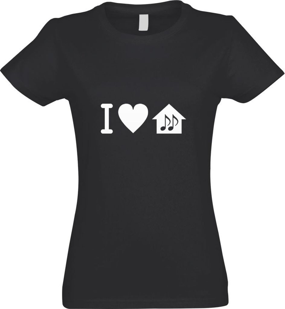 Kiwistar - T-Shirt tailliert - Damen - Graphit - I Love House Music Motiv2 - mit Motiv Bedruckt - Funshirt Design - Sport - Freizeit - Damen - XL