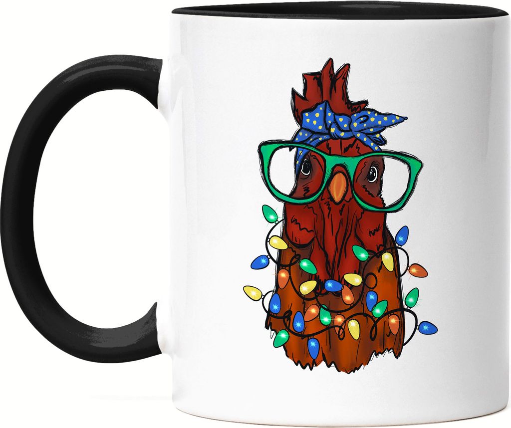 Thanksgiving Tasse Schwarz Truthahn Weihnachtsdekoration Lichterketten Merry Christmas Frohes Fest