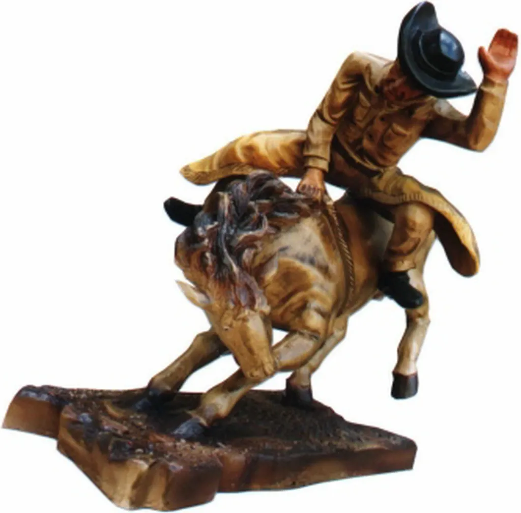 Statue Cheval et Cowboy en Mouvement Sculpture Déco Western 5641 XL