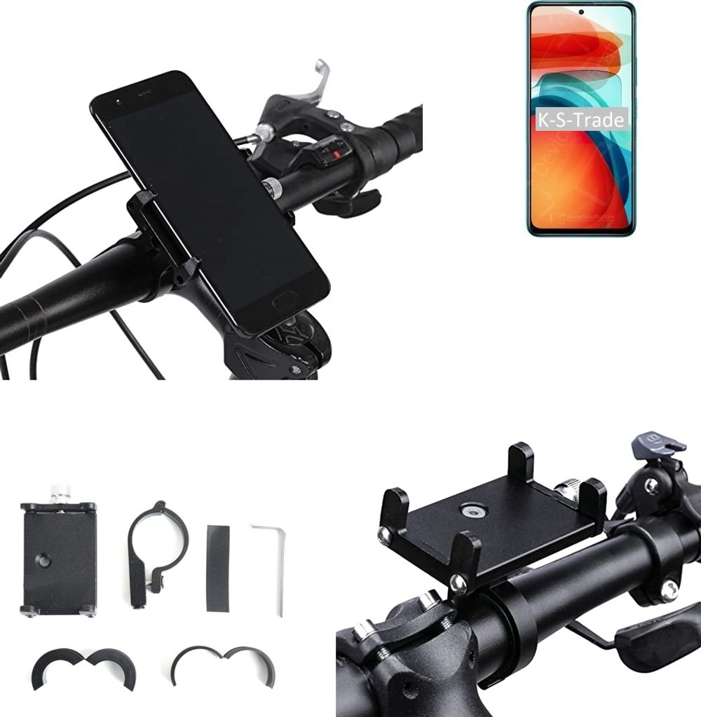 K-S-Trade Handyhalterung für das Fahrrad kompatibel mit Xiaomi Redmi Note 10 Pro China Halter Lenkstange Fahrradhalterung Motorrad Bike Mount