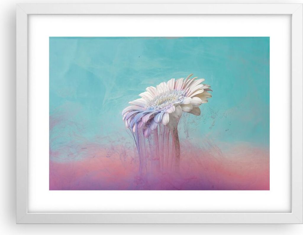 Gerahmtes Poster - Weißer Rahmen - Modern Grafik Blume - 40x30 cm - Wand Bild - Wanddeko - Wandbilder - Kunstposter - Wandposter - Bilderrahmen - ...