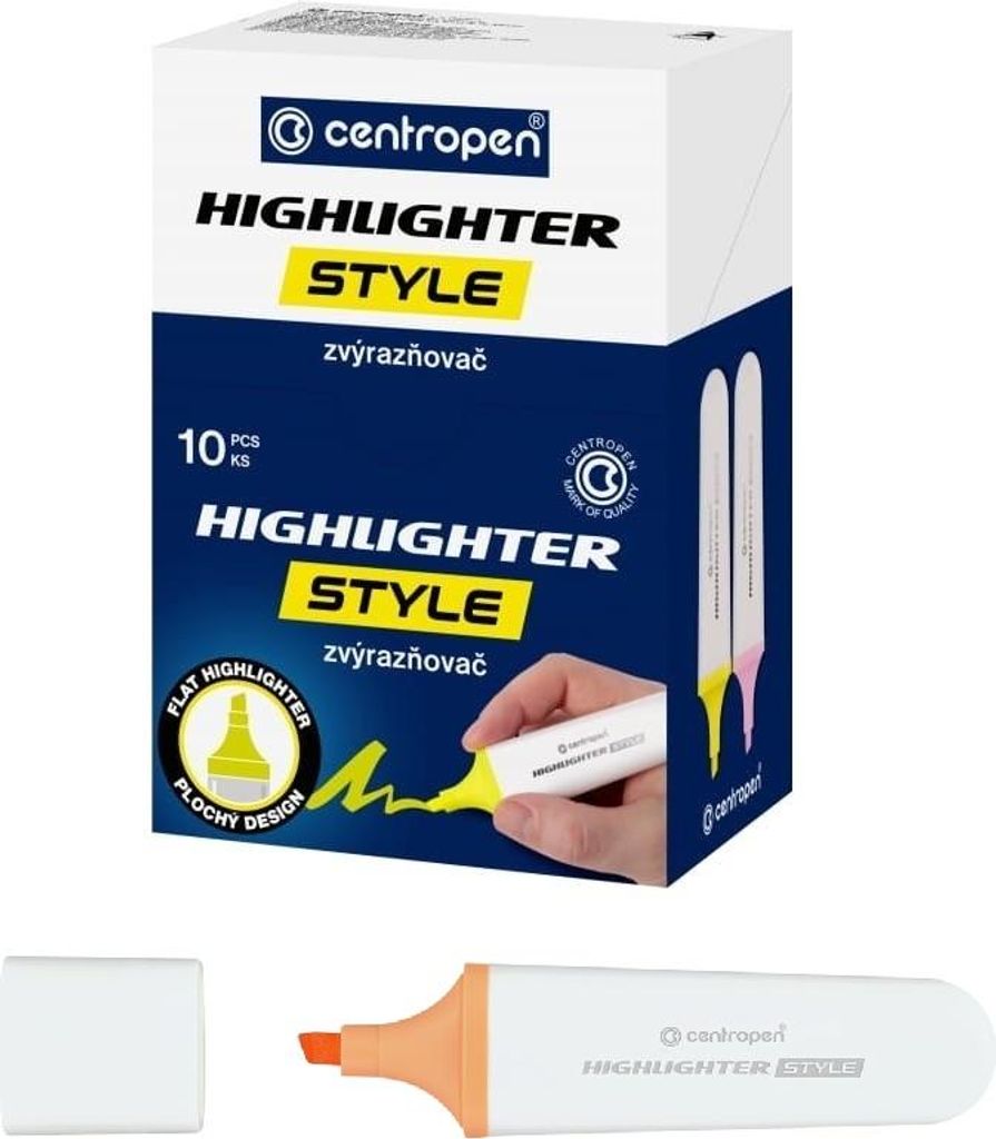 Zvýrazňovač Centropen Style Soft 6252, 1,5 mm, klínový hrot, oranžový