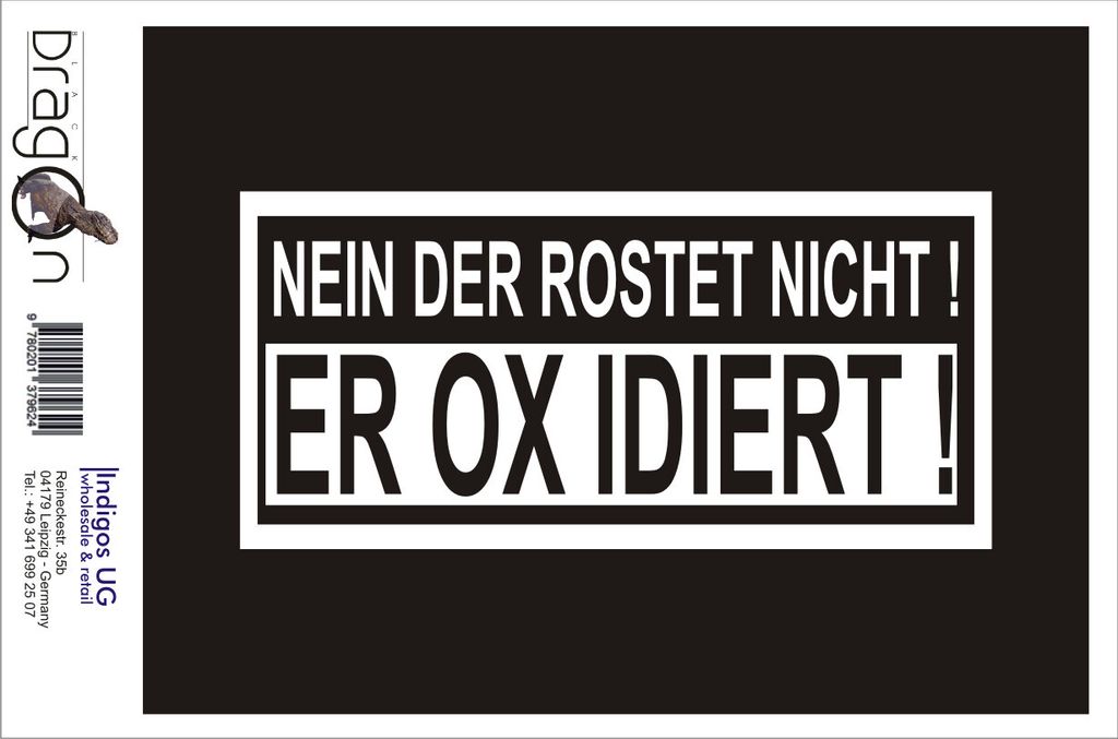 Aufkleber / Autoaufkleber - JDM / Die cut / Auto / OEM - Nein der rostet nicht - 210X100mm gold - Heckscheibe / Heckscheibenaufkleber