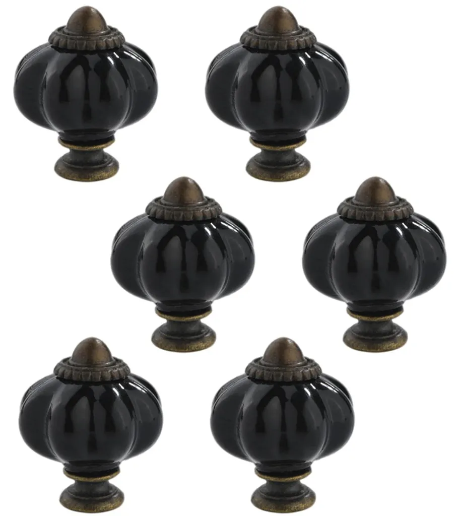 Poignée de meuble ronde noire style ancien pour placard et commode 6 pcs