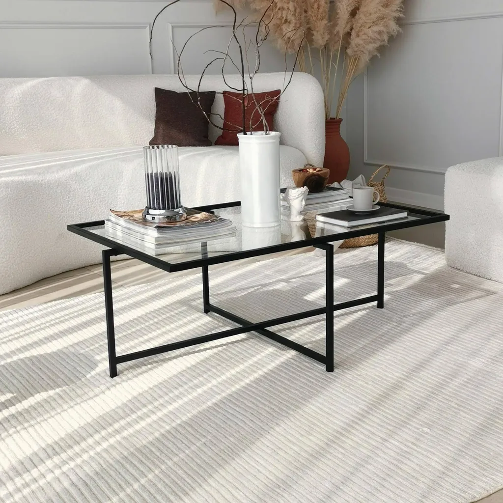 Table basse pour apéritif Anna noire 94x64 cm surface anti-condensation