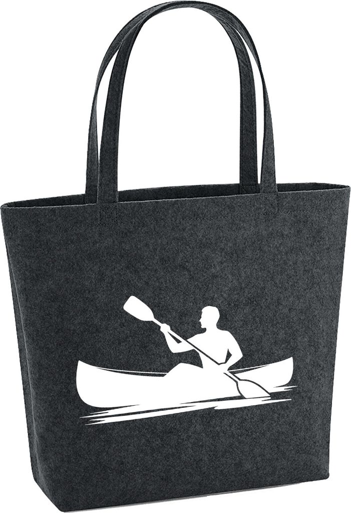 Huuraa Filzshopper Canoeing Kajakfahren 22 Liter Charcoal Melange Filztasche Geschenkidee