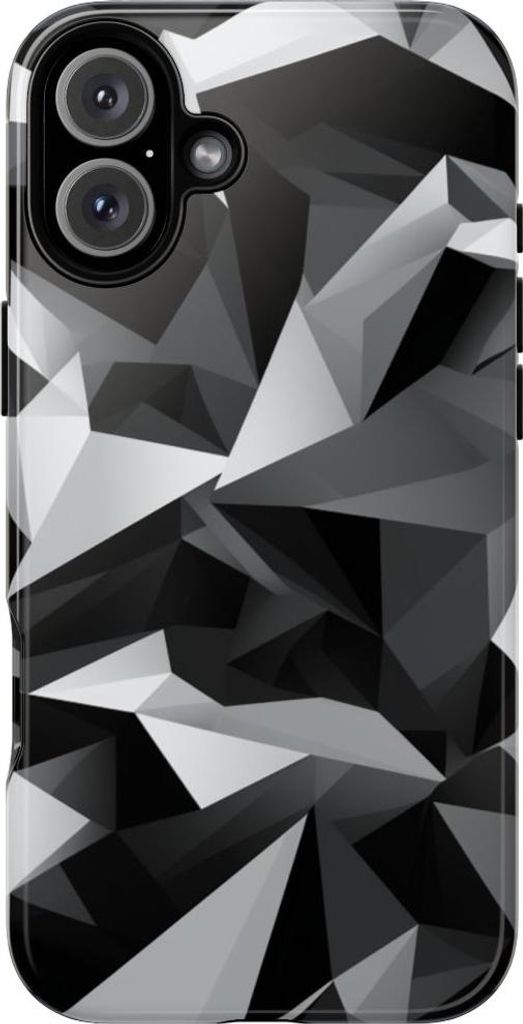 Schwarz-graues geometrisches Muster – Hülle Kompatibel mit iPhone 16 Plus